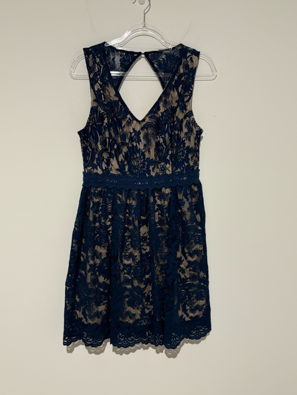 Francesca's Illinois Open Back Lace Dress in Blue Size‎ medium